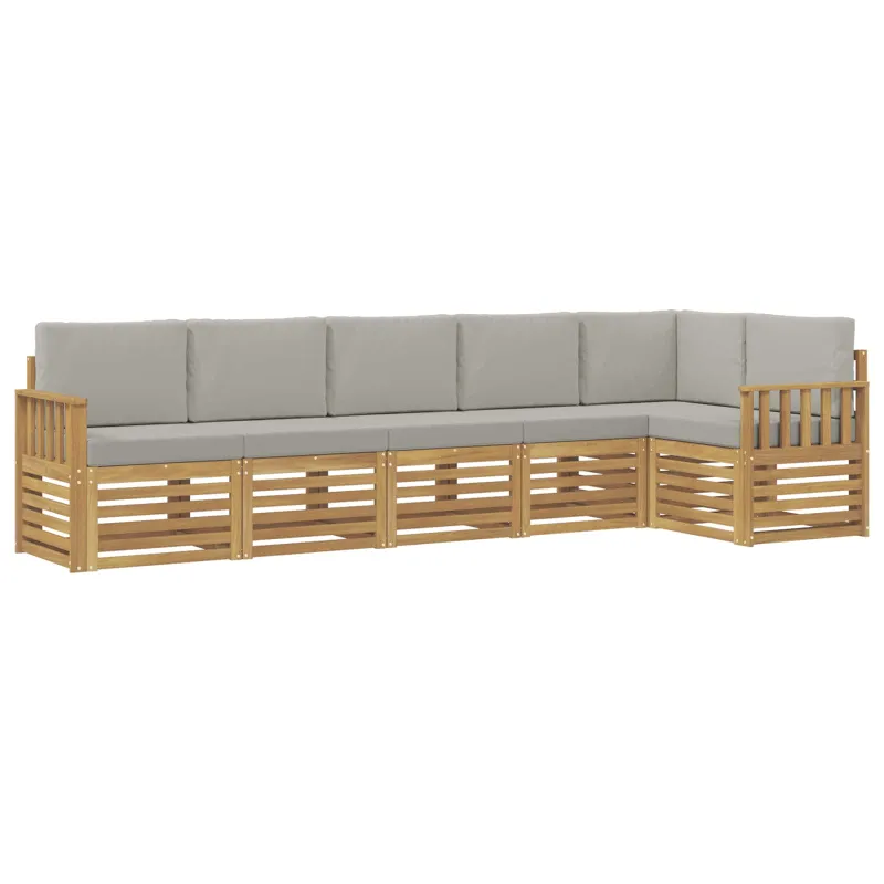 Lauko sofos komplektas 6 pcs Balta ir šviesiai pilka