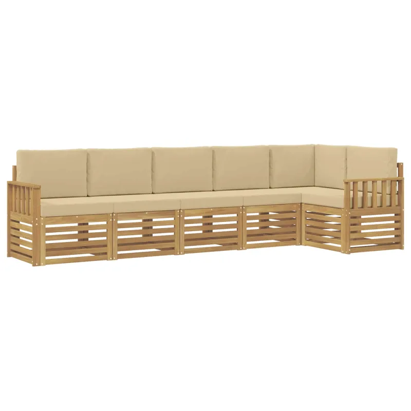 Lauko sofos komplektas 6 pcs Balta ir kreminė