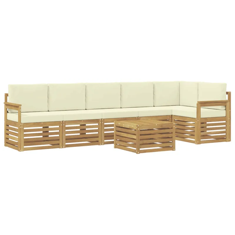 Lauko sofos komplektas 7 pcs Balta ir kreminė 59 x 59 x 37 cm