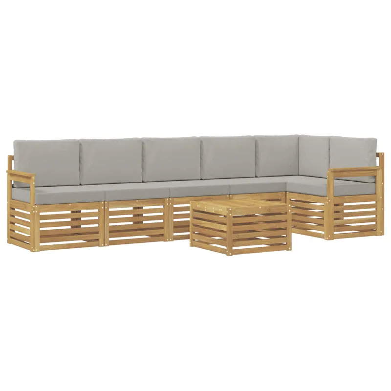 Lauko sofos komplektas 7 pcs Balta ir šviesiai pilka