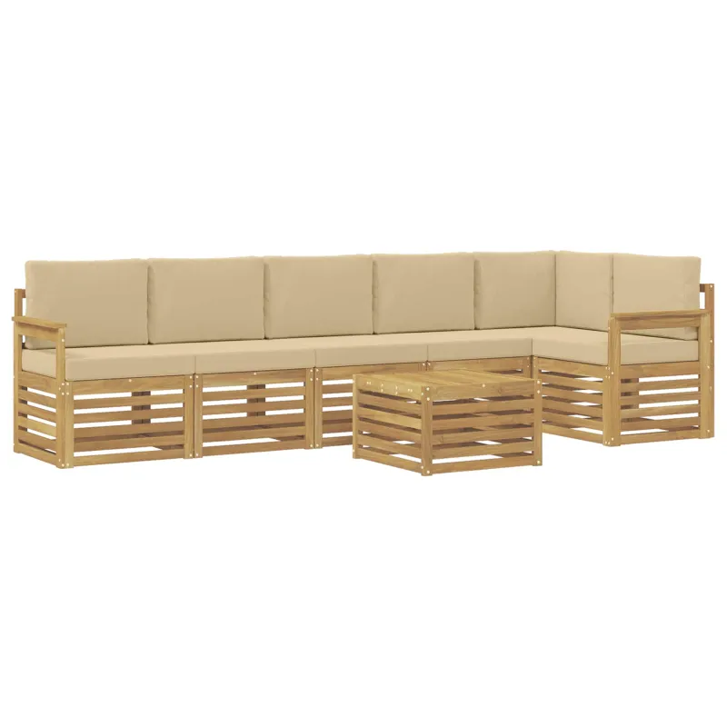 Lauko sofos komplektas 7 pcs Balta ir kreminė 59 x 59 x 37 cm
