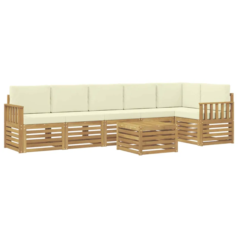 Lauko sofos komplektas 7 pcs Balta ir kreminė 59 x 59 x 37 cm