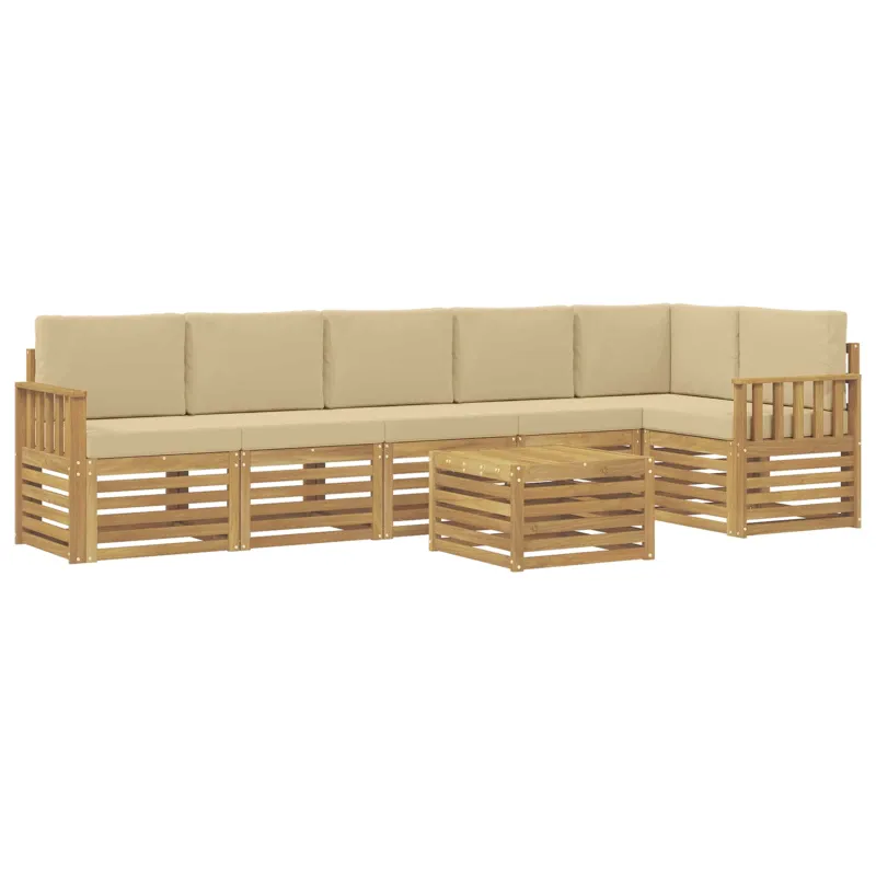 Lauko sofos komplektas 7 pcs Balta ir kreminė 59 x 59 x 37 cm