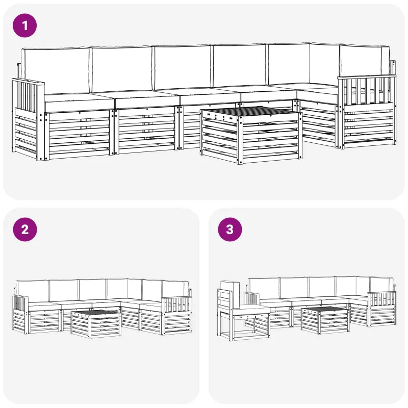 Lauko sofos komplektas 7 pcs Balta ir kreminė 59 x 59 x 37 cm