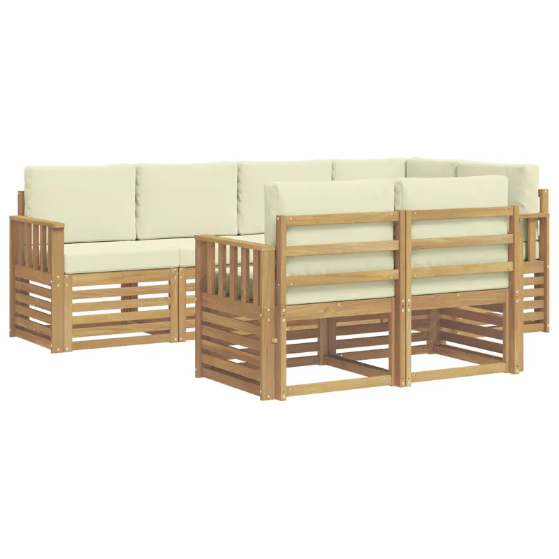 Lauko sofos komplektas 7 pcs Balta ir kreminė