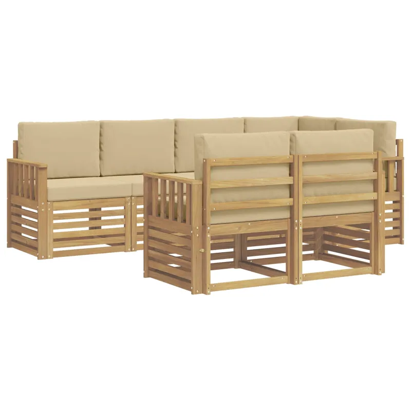 Lauko sofos komplektas 7 pcs Balta ir kreminė