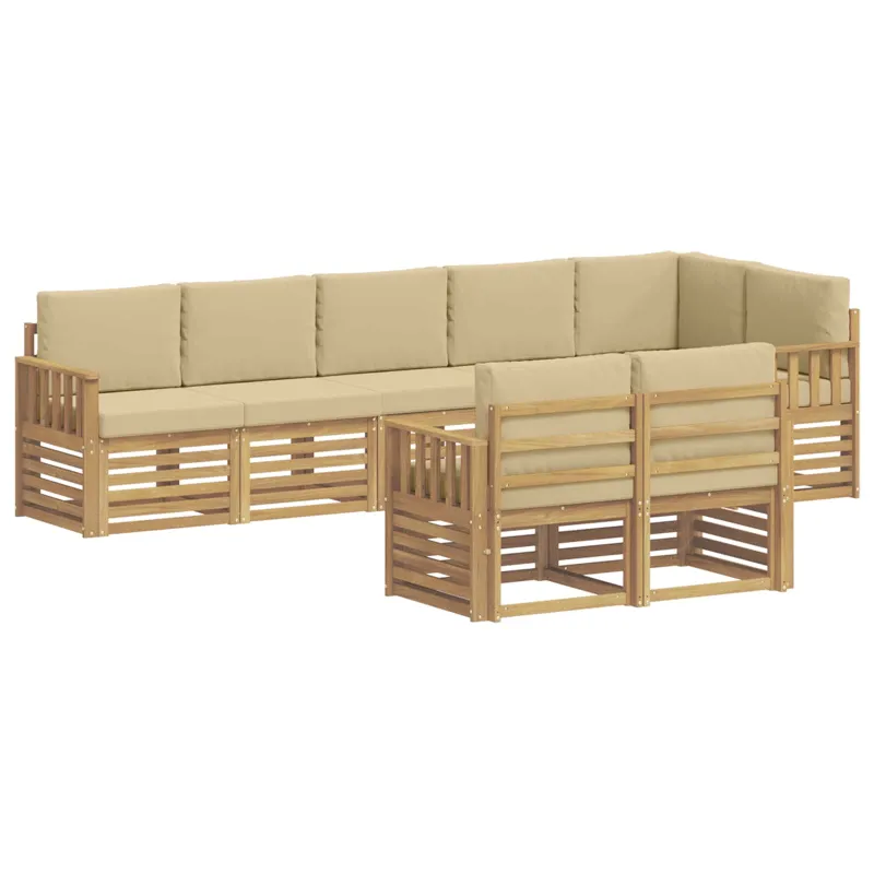 Lauko sofos komplektas 8 pcs Balta ir kreminė