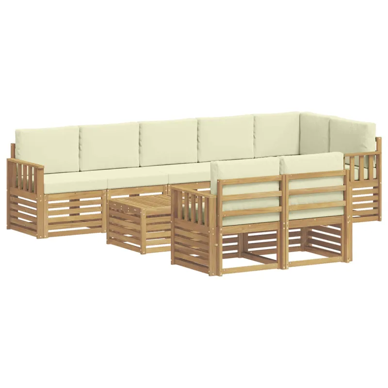 Lauko sofos komplektas 8 pcs Balta ir kreminė 59 x 59 x 37 cm