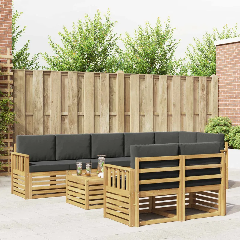 Lauko sofos komplektas 8 pcs Balta ir antracito 59 x 59 x 37 cm