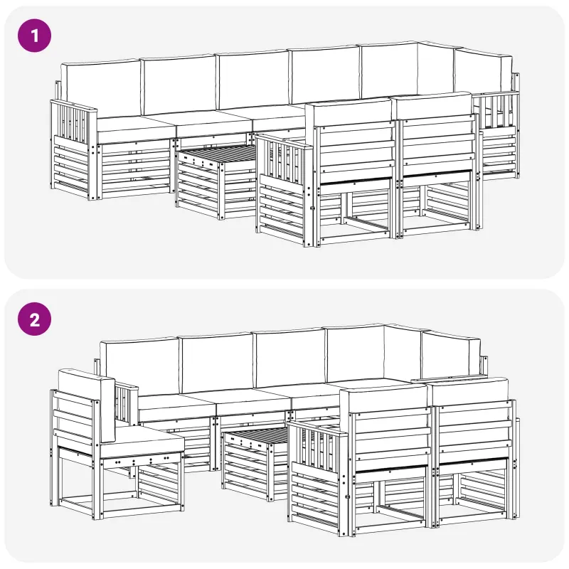 Lauko sofos komplektas 8 pcs Balta ir kreminė 59 x 59 x 37 cm