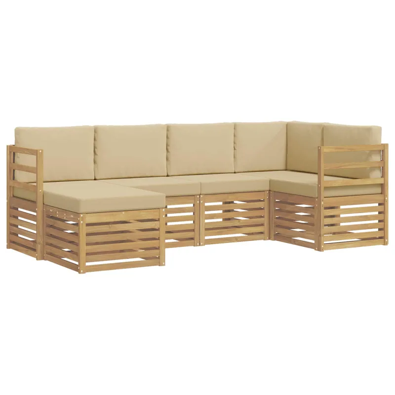 Lauko sofos komplektas 6 pcs Balta ir kreminė Poliesteris