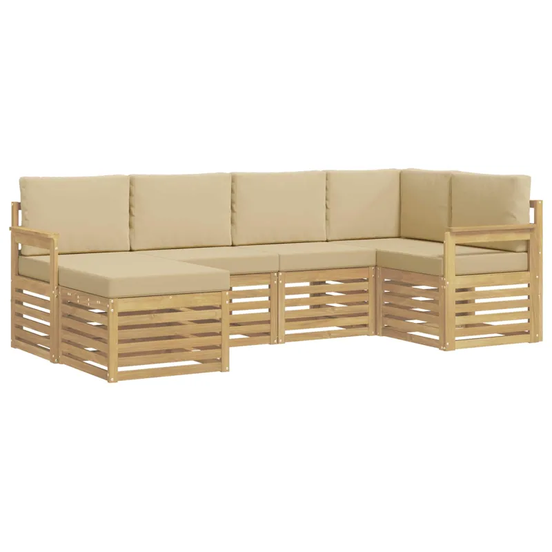 Lauko sofos komplektas 6 pcs Balta ir kreminė
