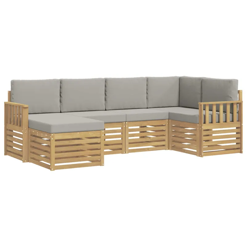 Lauko sofos komplektas 6 pcs Balta ir šviesiai pilka