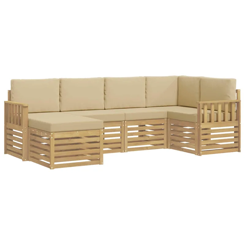 Lauko sofos komplektas 6 pcs Balta ir kreminė