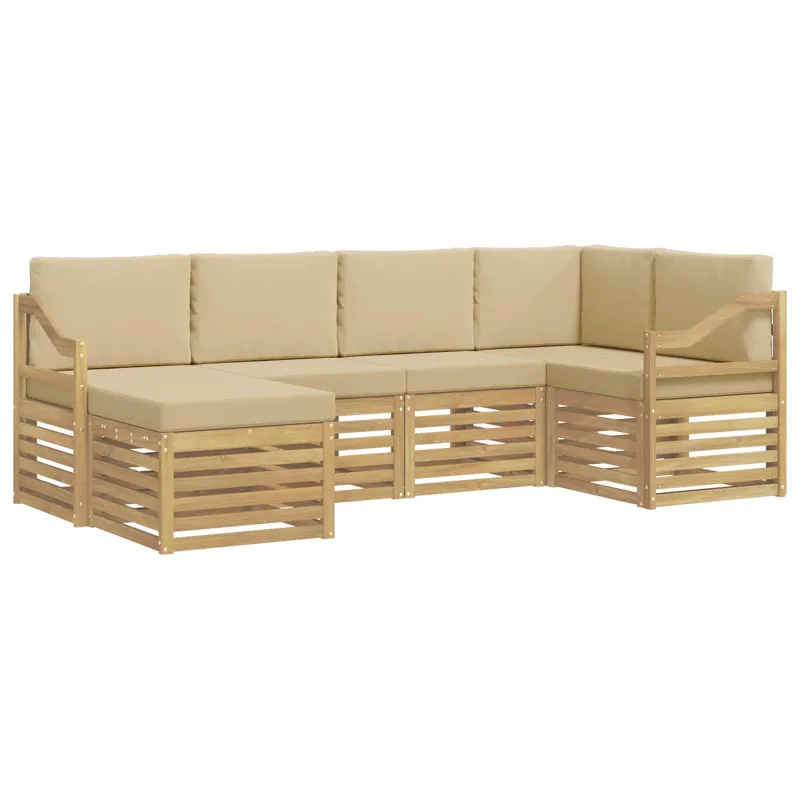 Lauko sofos komplektas 6 pcs Balta ir kreminė Poliesteris