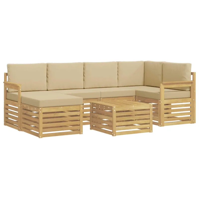 Lauko sofos komplektas 7 pcs Balta ir kreminė 59 x 59 x 37 cm
