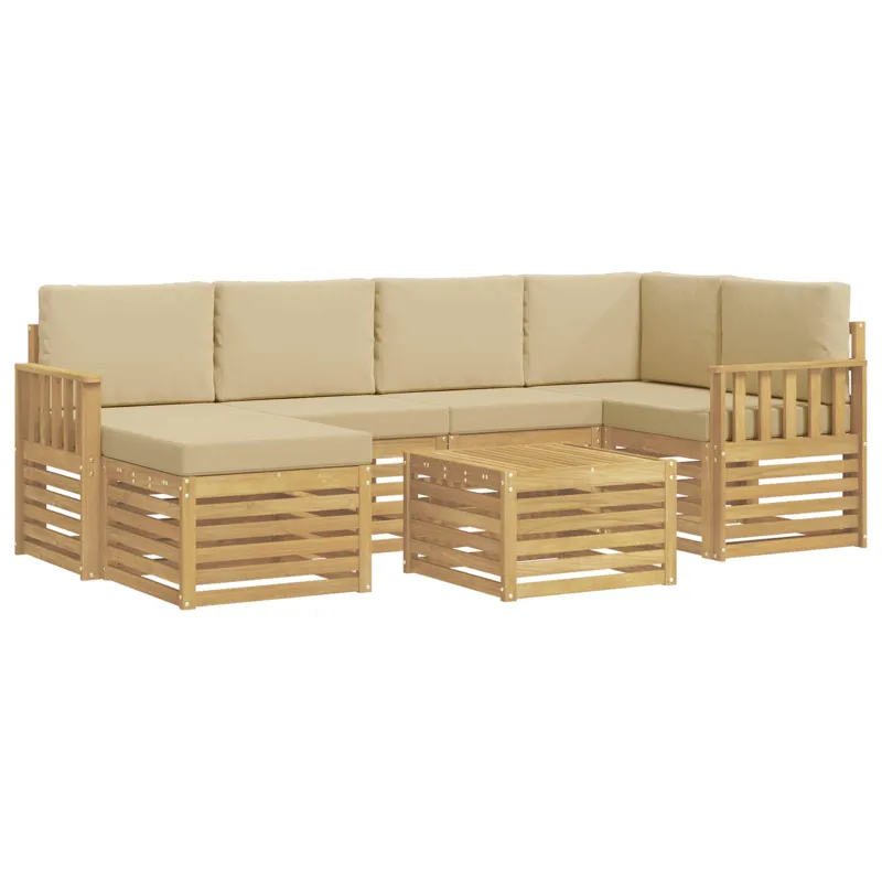 Lauko sofos komplektas 7 pcs Balta ir kreminė 59 x 59 x 37 cm