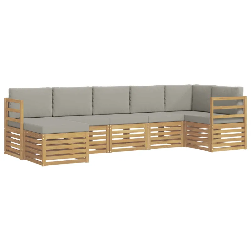 Lauko sofos komplektas 7 pcs Balta ir šviesiai pilka