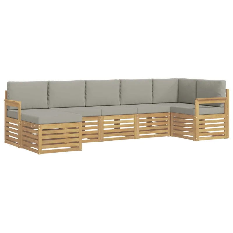 Lauko sofos komplektas 6 pcs Balta ir šviesiai pilka