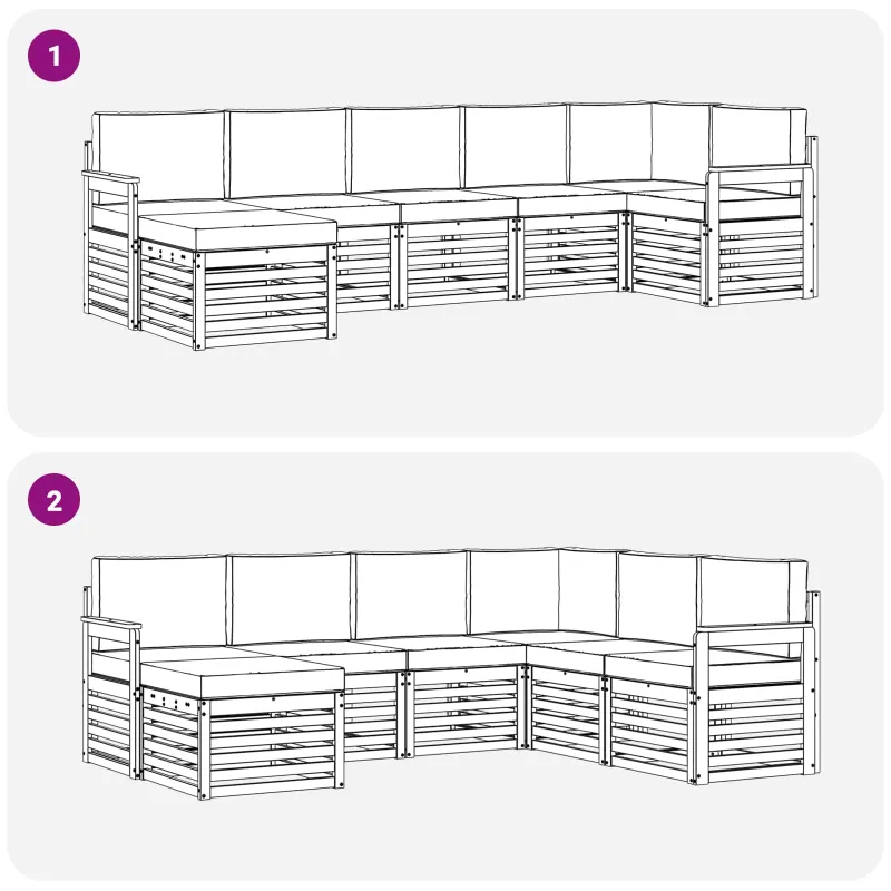 Lauko sofos komplektas 6 pcs Balta ir Bežė 306 x 128,5 x 73 cm