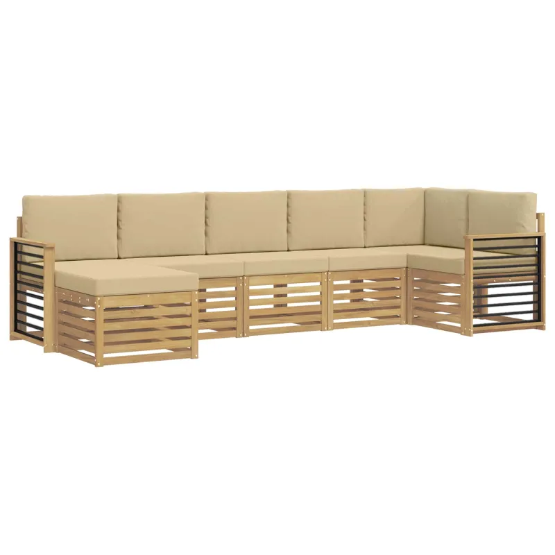 Lauko sofos komplektas 7 pcs Balta ir kreminė