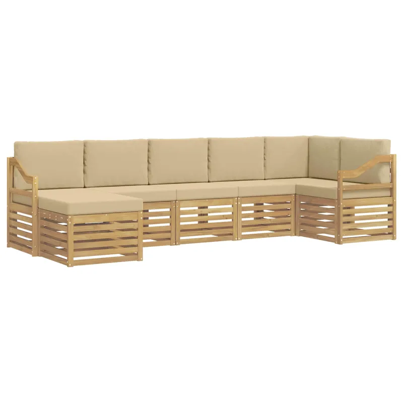 Lauko sofos komplektas 7 pcs Balta ir kreminė