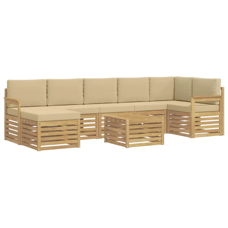 Lauko sofos komplektas 7 pcs Balta ir Bežė 59 x 59 x 37 cm