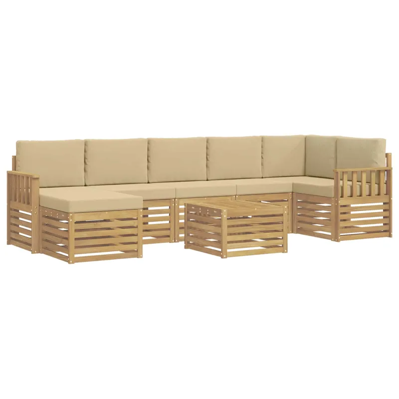 Lauko sofos komplektas 7 pcs Balta ir Bežė 59 x 59 x 37 cm