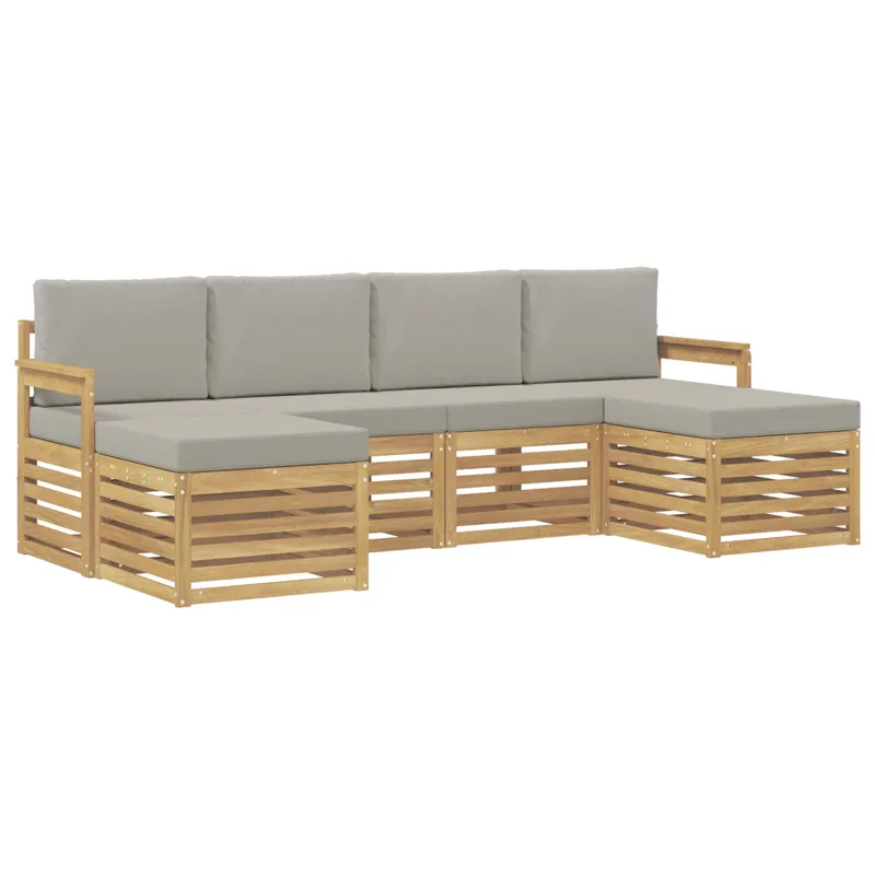Lauko sofos komplektas 5 pcs Balta ir šviesiai pilka