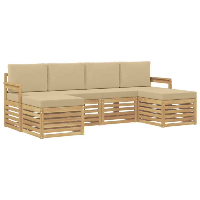 Lauko sofos komplektas 5 pcs Balta ir Bežė 249 x 122,5 x 73 cm