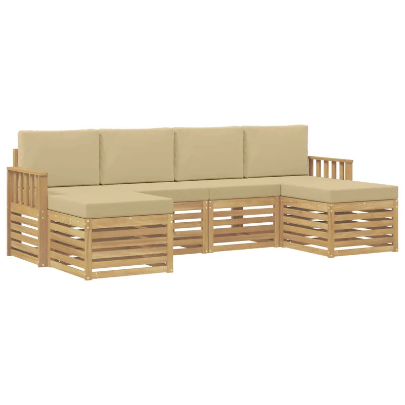 Lauko sofos komplektas 5 pcs Balta ir Bežė 249 x 122,5 x 73 cm