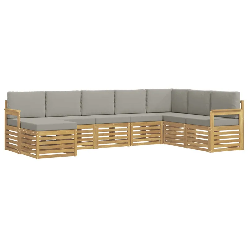 Lauko sofos komplektas 6 pcs Balta ir šviesiai pilka