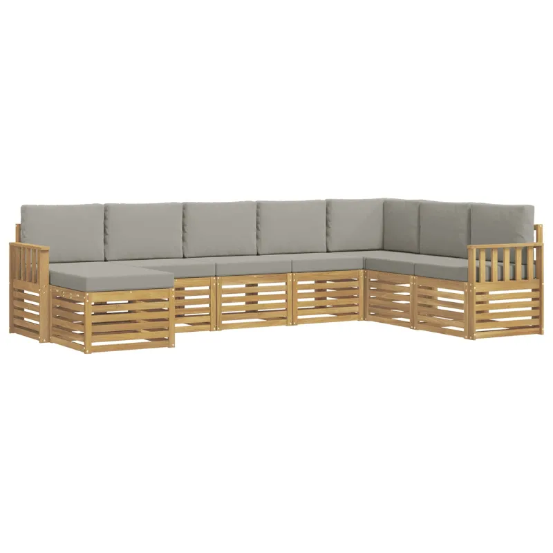Lauko sofos komplektas 6 pcs Balta ir šviesiai pilka