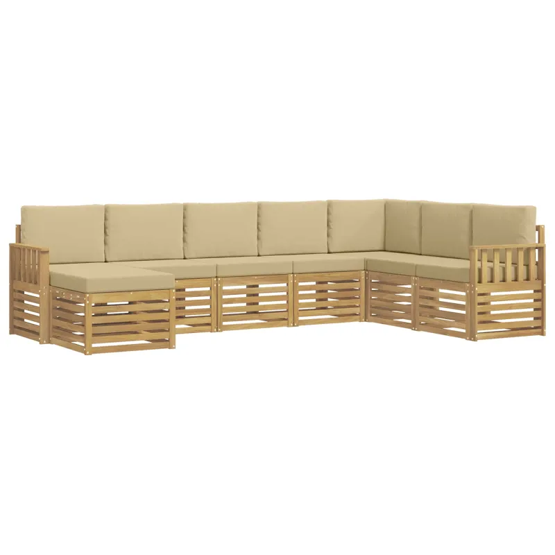Lauko sofos komplektas 6 pcs Balta ir Bežė 306 x 128,5 x 73 cm