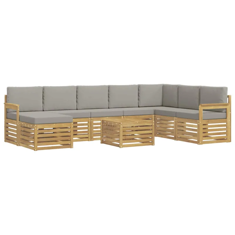 Lauko sofos komplektas 7 pcs Balta ir šviesiai pilka