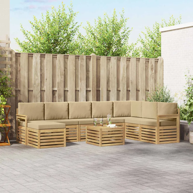Lauko sofos komplektas 7 pcs Balta ir Bežė 59 x 59 x 37 cm