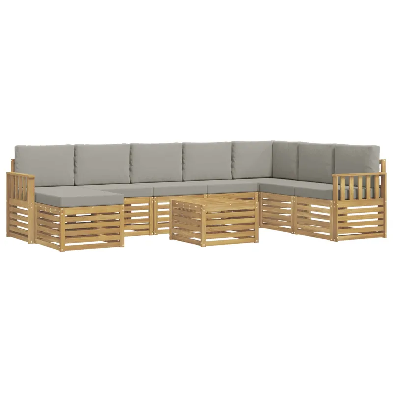 Lauko sofos komplektas 7 pcs Balta ir šviesiai pilka
