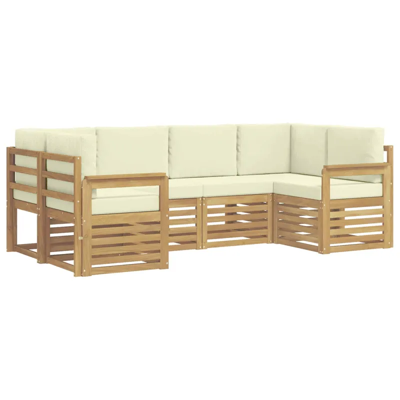 Lauko sofos komplektas 5 pcs Balta ir kreminė