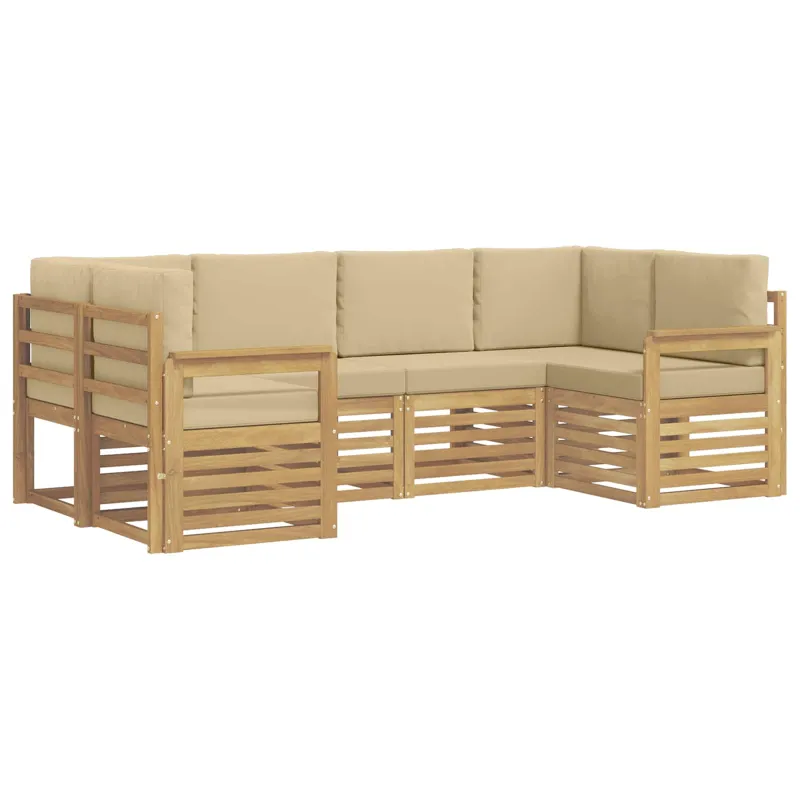Lauko sofos komplektas 5 pcs Balta ir Bežė 245 x 128,5 x 73 cm
