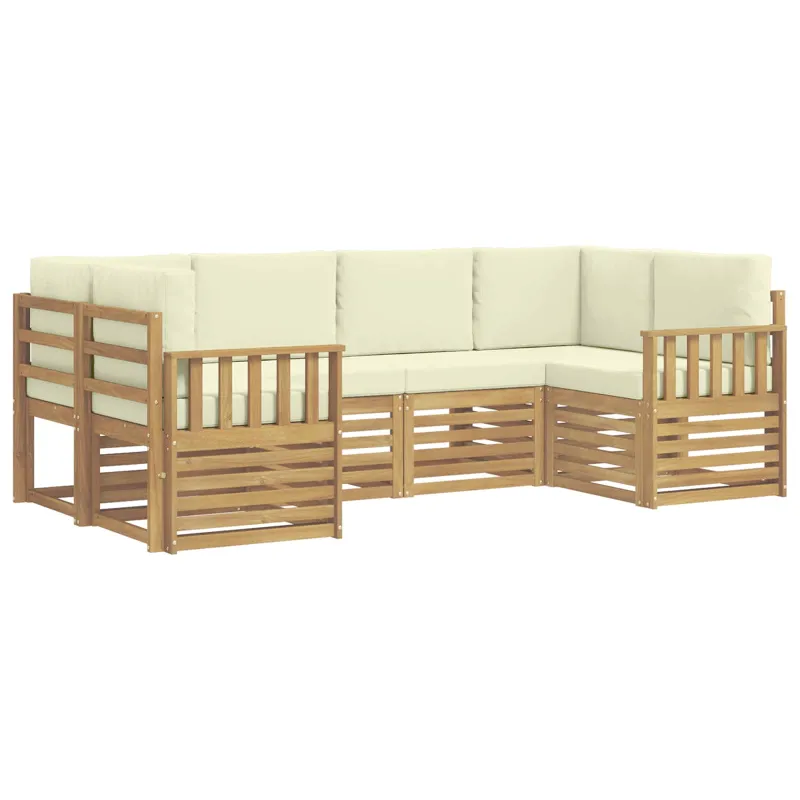 Lauko sofos komplektas 5 pcs Balta ir kreminė