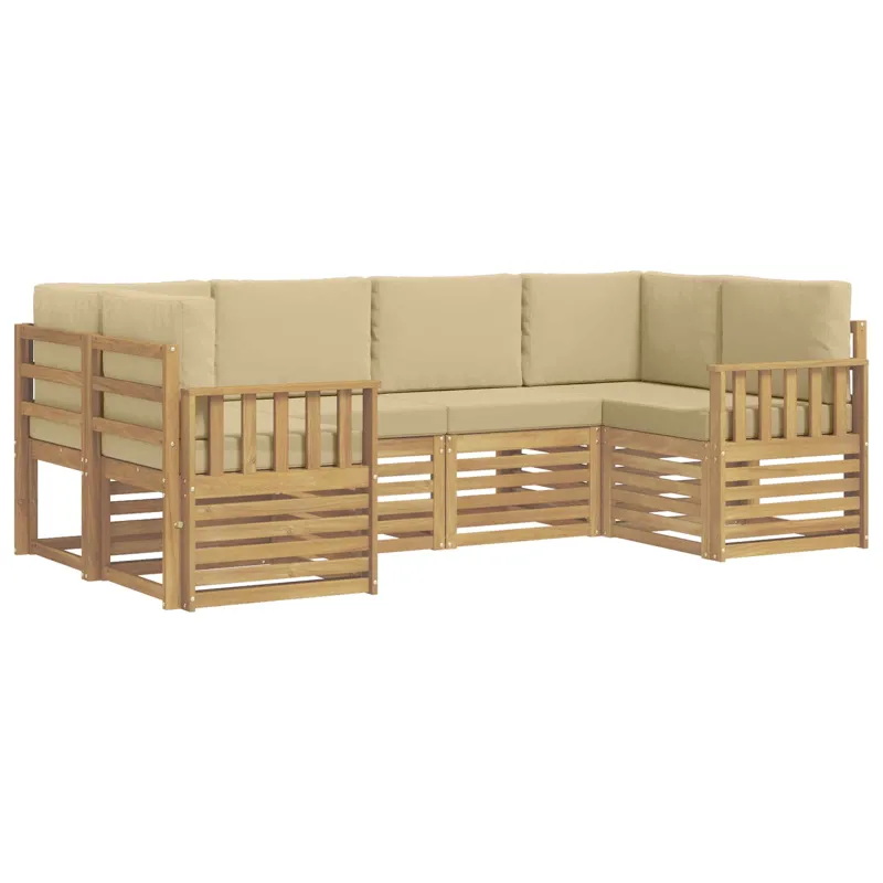 Lauko sofos komplektas 5 pcs Balta ir Bežė 245 x 128,5 x 73 cm