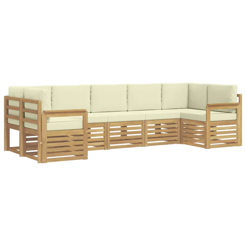 Lauko sofos komplektas 6 pcs Balta ir kreminė