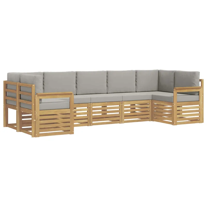 Lauko sofos komplektas 6 pcs Balta ir šviesiai pilka
