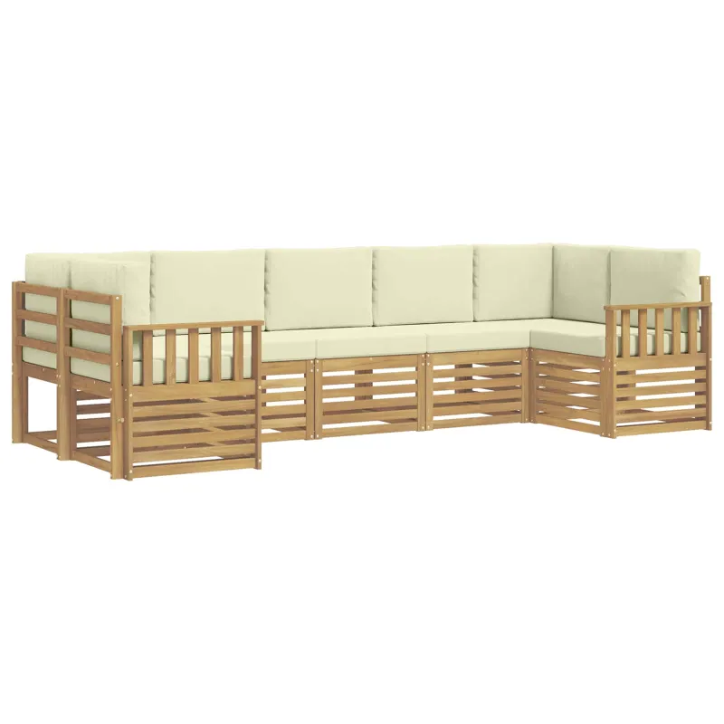 Lauko sofos komplektas 6 pcs Balta ir kreminė