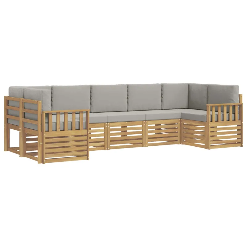 Lauko sofos komplektas 6 pcs Balta ir šviesiai pilka
