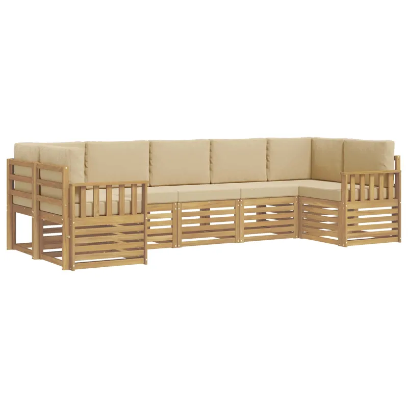 Lauko sofos komplektas 6 pcs Balta ir Bežė 304 x 128,5 x 73 cm