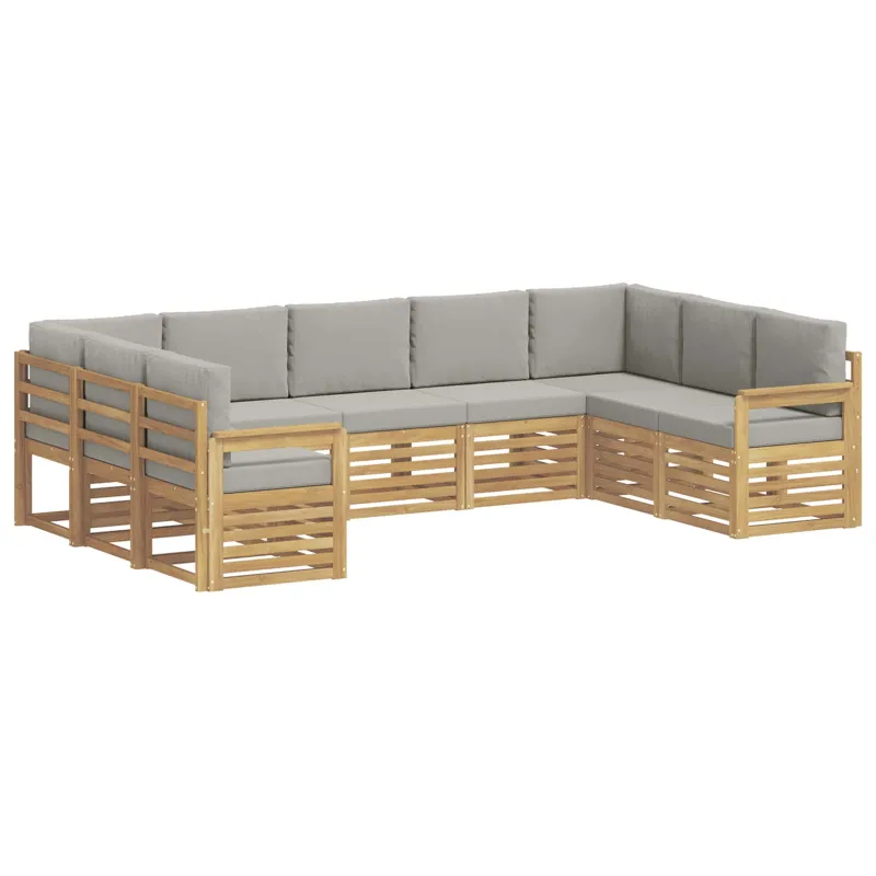Lauko sofos komplektas 7 pcs Balta ir šviesiai pilka