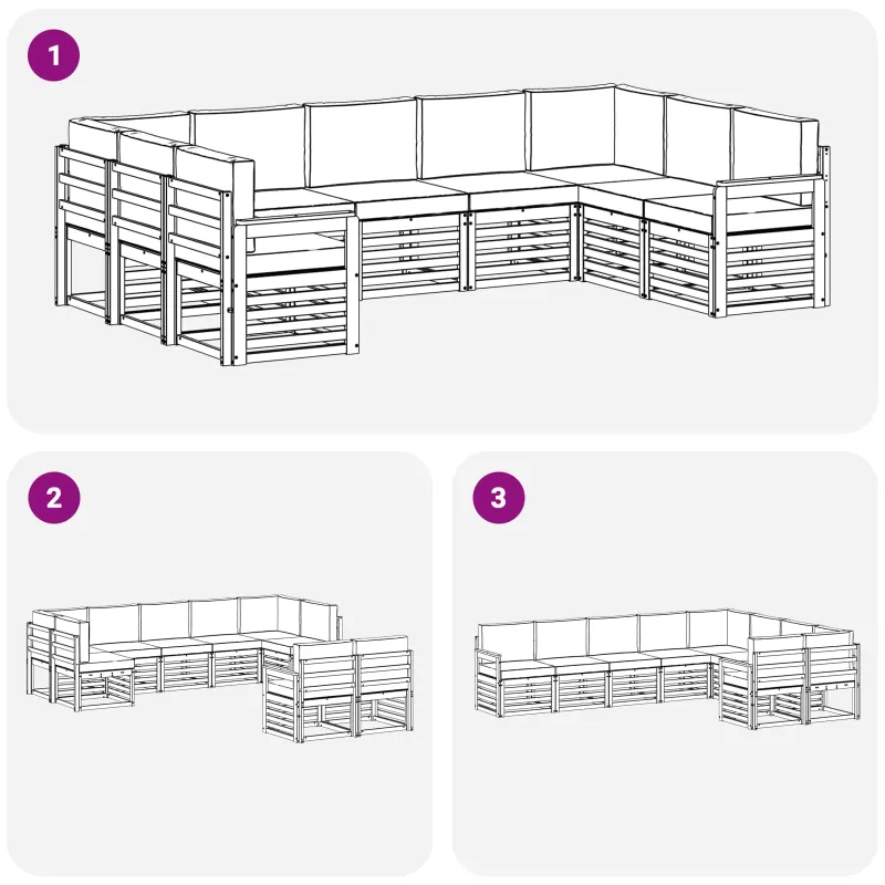 Lauko sofos komplektas 7 pcs Balta ir Bežė 304 x 128,5 x 73 cm
