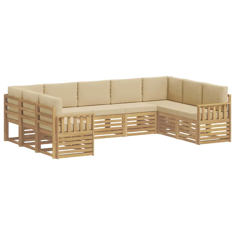 Lauko sofos komplektas 7 pcs Balta ir Bežė 304 x 128,5 x 73 cm