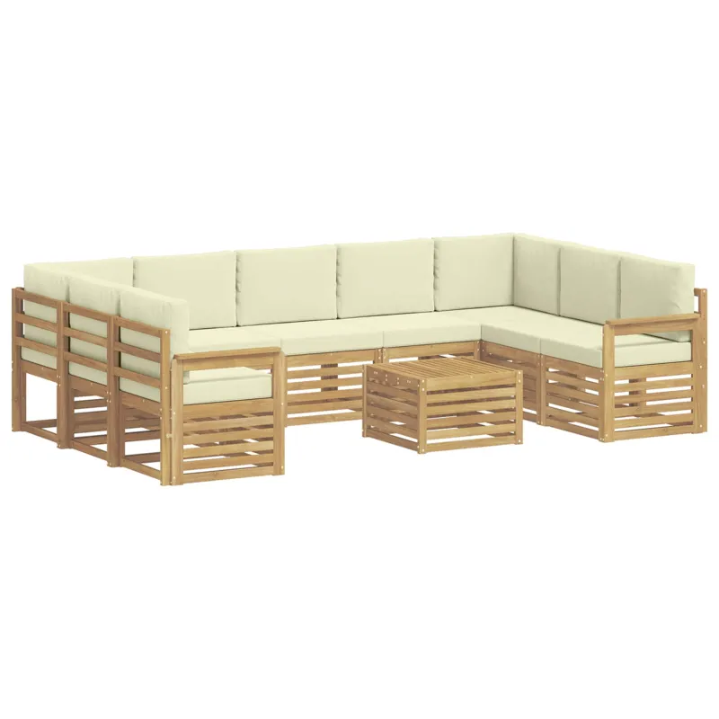 Lauko sofos komplektas 8 pcs Balta ir kreminė 59 x 59 x 37 cm